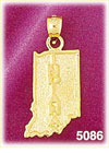 14K Yellow Gold Indiana The Hoosier State Map Charm