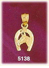 14K Yellow Gold Equestrian Horseshoe Horse Western Charm