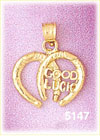 14K Yellow Gold Good Luck Double Horseshoe Lucky Charm