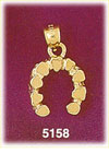 14K Yellow Gold Gold Nugget Horseshoe Western Good Luck Charm