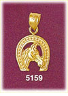 14K Yellow Gold Western Horse Horseshoe Equestrian Charm
