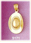 14K Yellow Gold Western Cowboy Hat Charm 3D