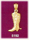 14K Yellow Gold Western Cowboy Boot w/Spur Charm