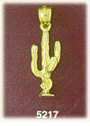 14K Yellow Gold Western Cacti Species Charm 3D