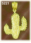 14K Yellow Gold Prickly Spiny Cactus Western Charm