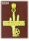 14K Yellow Gold Arizona Cactus Western Charm