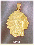 14Kt Yellow Gold American Indian Headdress Charm