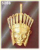 14K Yellow Gold Native American Indian Warrior Charm