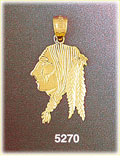 14K Yellow Gold American Indian Warrior Charm