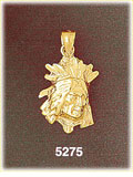 14K Yellow Gold Native American Indian Charm