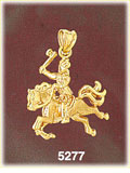 14K Yellow Gold Native American Indian Warrior On Horseback Charm