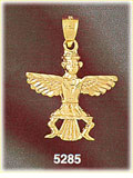 14K Yellow Gold Native American Indian Eagle Statue Charm