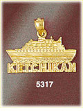 14K Yellow Gold Ketchikan Alaskan Cruise Ship Alaska Charm