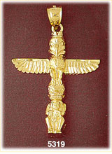 14K Yellow Gold Alaskan Eagle Totem Pole Alaska Charm