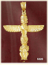 14K Yellow Gold Native Alaskan Totem Pole Alaska Charm