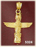 14K Yellow Gold Alaskan Native Eagle Totem Pole Charm