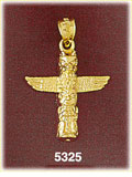 14K Yellow Gold Native Alaskan Eagle Totem Pole Alaska Charm