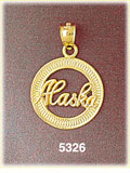 14K Yellow Gold Alaska Coin Charm