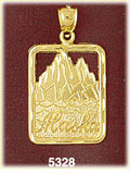 14K Yellow Gold Alaskan Scenic View Mountains & Ocean Alaska Charm