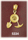 14K Yellow Gold Goldmining Pick Shovel Pan Alaska Charm