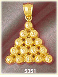 14K Yellow Gold Pool Balls Billiards Gaming Charm
