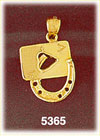 14K Yellow Gold Lucky Horseshoe Ace Of Hearts Gambling Charm
