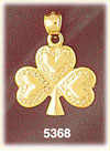 14K Yellow Gold Irish Lucky Clover w/Hearts Charm