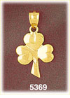14K Yellow Gold Polished Lucky Clover Irish Charm