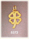 14K Yellow Gold Irish Lucky Four Leaf Heart Clover Charm