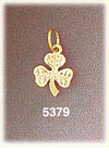 14Kt Yellow Gold Irish Lucky Clover w/Leaf Detail Charm