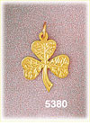 14K Yellow Gold Irish Lucky Clover w/Leaf Detail Charm