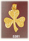 14K Yellow Gold Irish Lucky Clover w/Detailed Leaves Charm