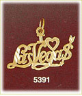14K Yellow Gold I Love Las Vegas Arrow Gambling Charm