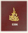 14K Yellow Gold I Love Las Vegas Gambling Charm