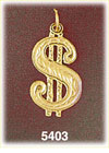 14K Yellow Gold Money Dollar Sign Gambling Charm