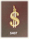 14K Yellow Gold Gambling Currency Dollar Sign Charm