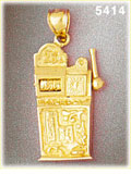 14K Yellow Gold Large 25 Cent Slot Machine Gambling Charm