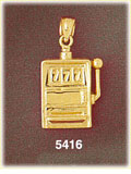 14K Yellow Gold 777 Slot Machine Gambling Charm