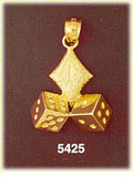 14K Yellow Gold Diamond w/2 Dice Gambling Charm