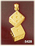 14K Yellow Gold Pair Of Dice 5 & 1 Gambling Charm