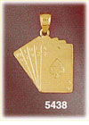 14K Yellow Gold Straight Royal Flush Spades Cards Gambling Charm
