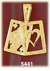 14K Yellow Gold Queen & Ace Of Hearts Gambling Charm