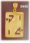 14K Yellow Gold Queen Of Hearts Playing Card Gambling Charm
