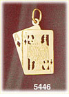 14K Yellow Gold Ace Jack Blackjack Cards Gambling Charm