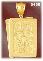 14K Yellow Gold Ace King Of Diamonds Card Charm Pendant