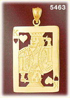 14K Yellow Gold Cutout King Of Hearts Playing Cards Gambling Charm