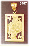 14K Yellow Gold Cutout King of Hearts Playing Card Gambling Charm