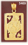 14K Yellow Gold Cutout Queen Of Hearts Playing Card Gambling Charm
