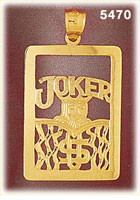 14K Yellow Gold Cutout Joker Playing Card Gambling Charm