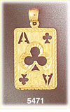 14K Yellow Gold Cutout Ace Of Clubs Playing Card Gambling Charm